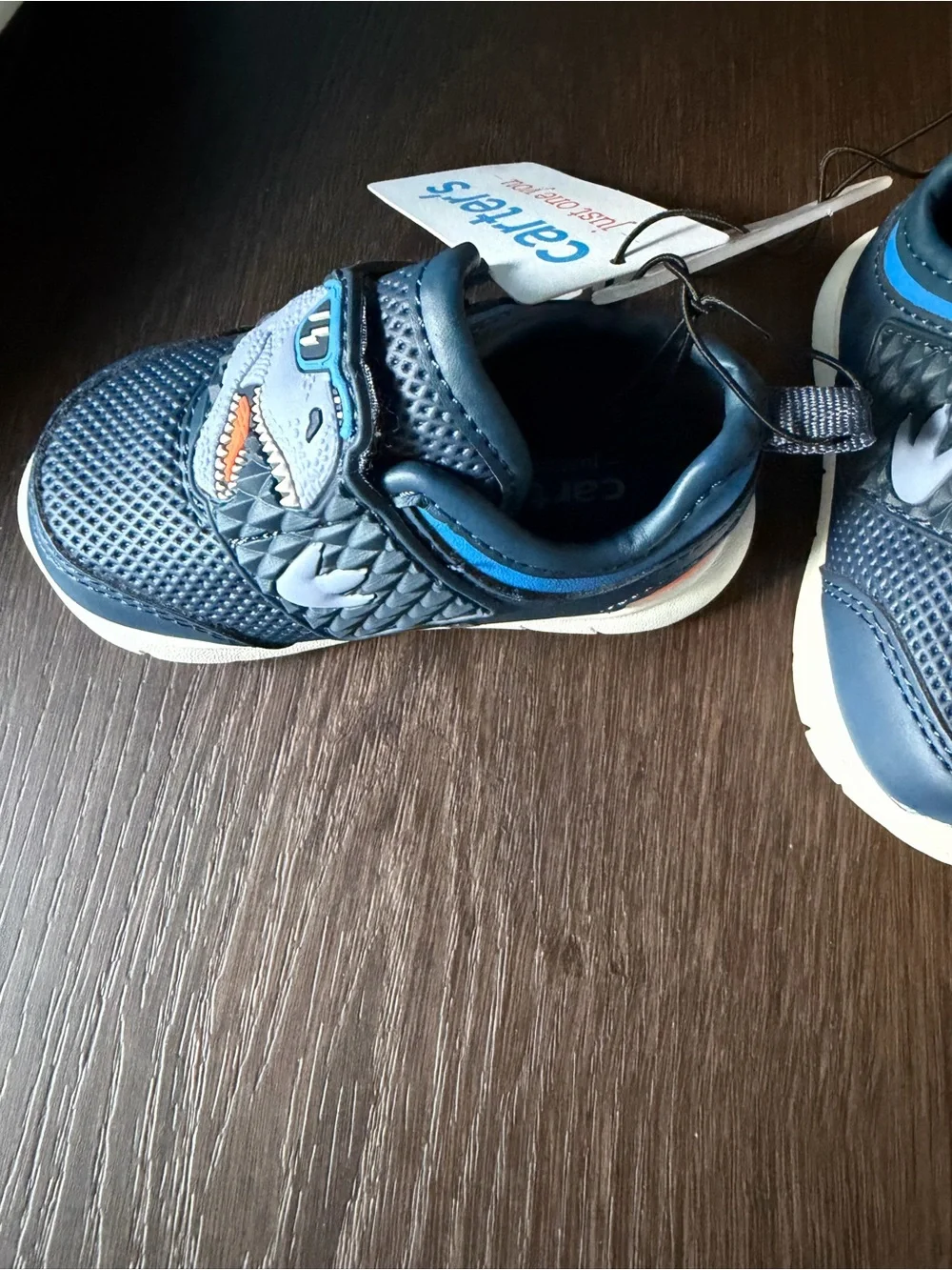 Carter's Navy Blue Dinosaur Hook-and-Loop Toddler Sneakers